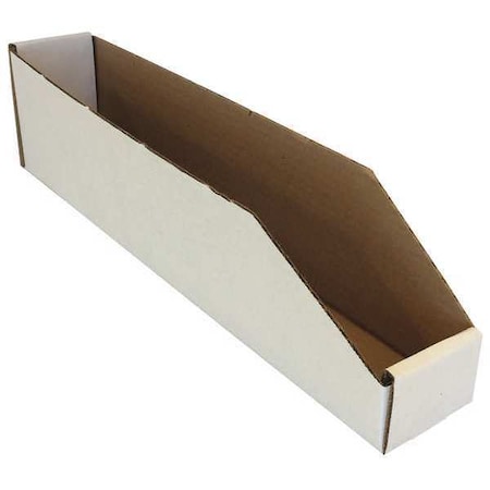 Corrugated Shelf Bin, Cardboard, White, 4 1/2 in H, 3 in W, 18 in L MPN:BWZ 3-18