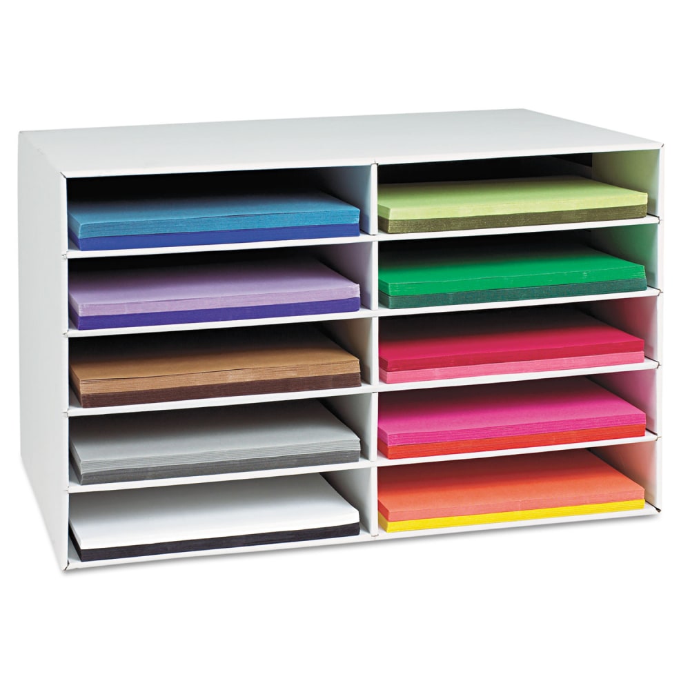 Classroom Keepers Corrugated Construction Paper Storage Unit, For 12in x 18in Sheets, 10-Slots, White MPN:001316
