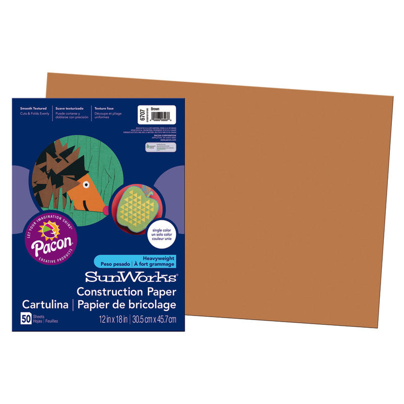 Prang Construction Paper, 12in x 18in, Brown, Pack Of 50 MPN:6707