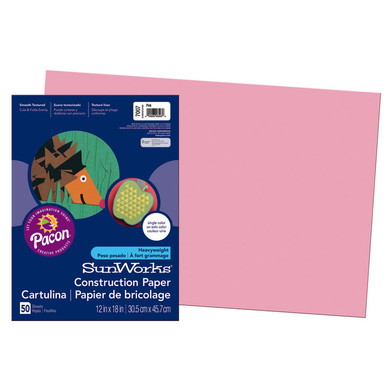 Prang Construction Paper, 12in x 18in, Pink, Pack Of 50 MPN:7007