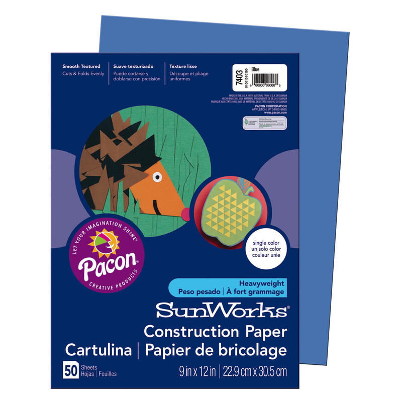 Prang Construction Paper, 9in x 12in, Blue, Pack Of 50 MPN:7403