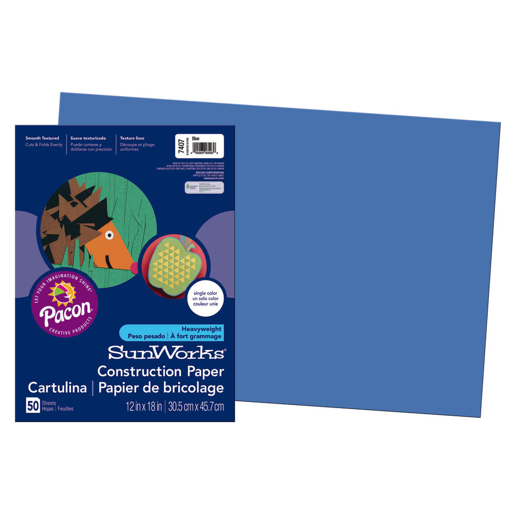 Prang Construction Paper, 12in x 18in, Blue, Pack Of 50 MPN:7407