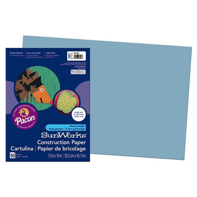 Prang Construction Paper, 12in x 18in, Sky Blue, Pack Of 50 MPN:7607
