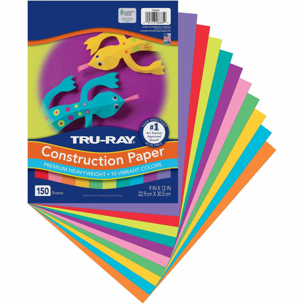 Tru-Ray Construction Paper - Art, Craft Project - Assorted - Paper, Sulphite, Fiber - 150 / Pack MPN:P6685