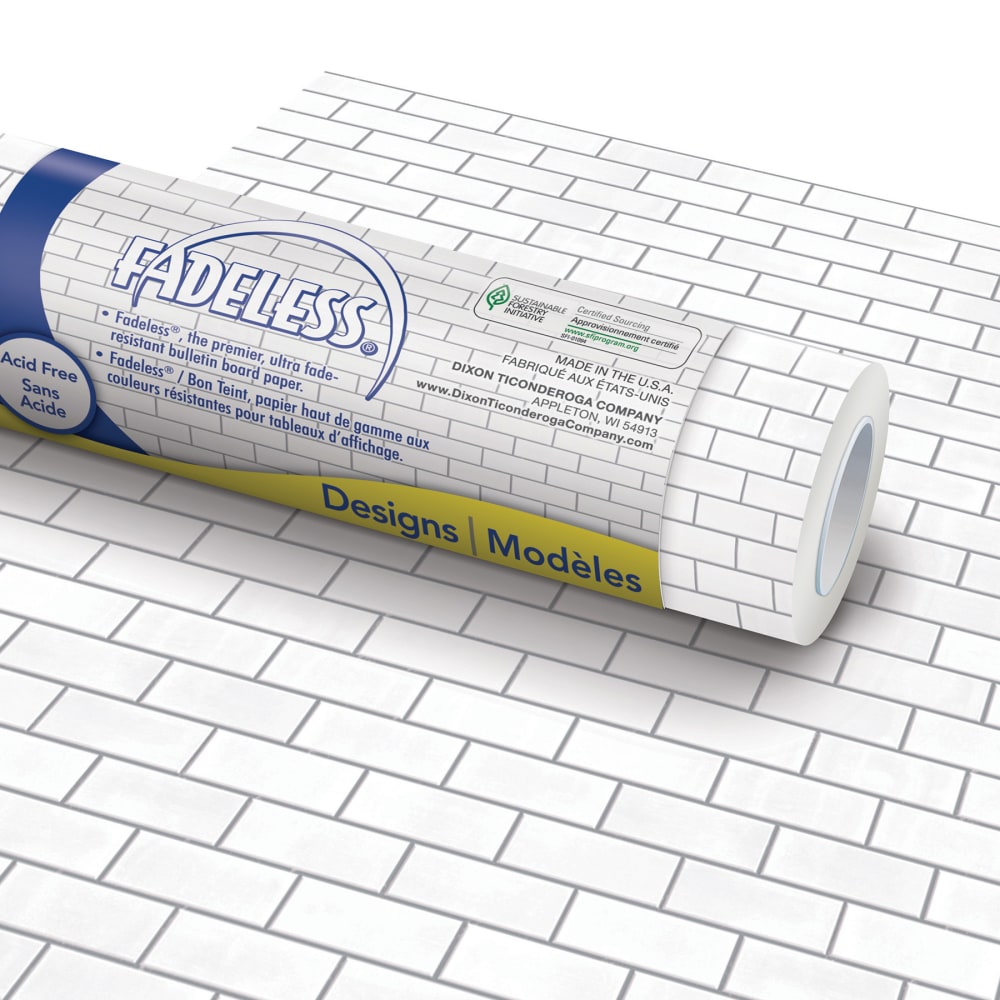 Pacon Fadeless Bulletin Board Art Paper, 48in x 12ft, Subway Tile, Pack Of 4 Rolls MPN:PAC57508