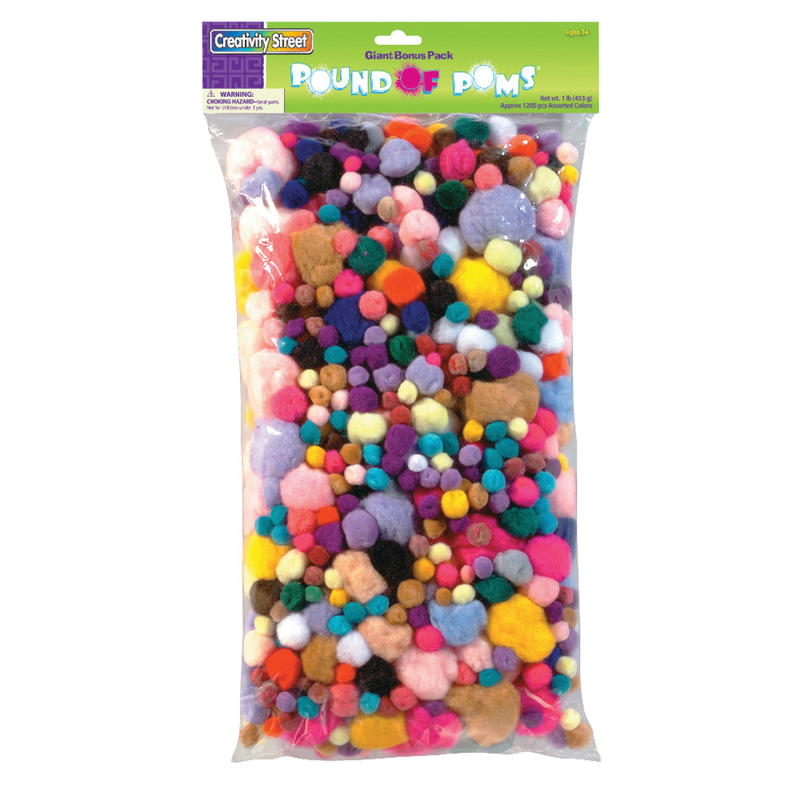Chenille Kraft Pom-Poms, Assorted Sizes, Assorted Colors, Box Of 1,000 (Min Order Qty 3) MPN:1859614
