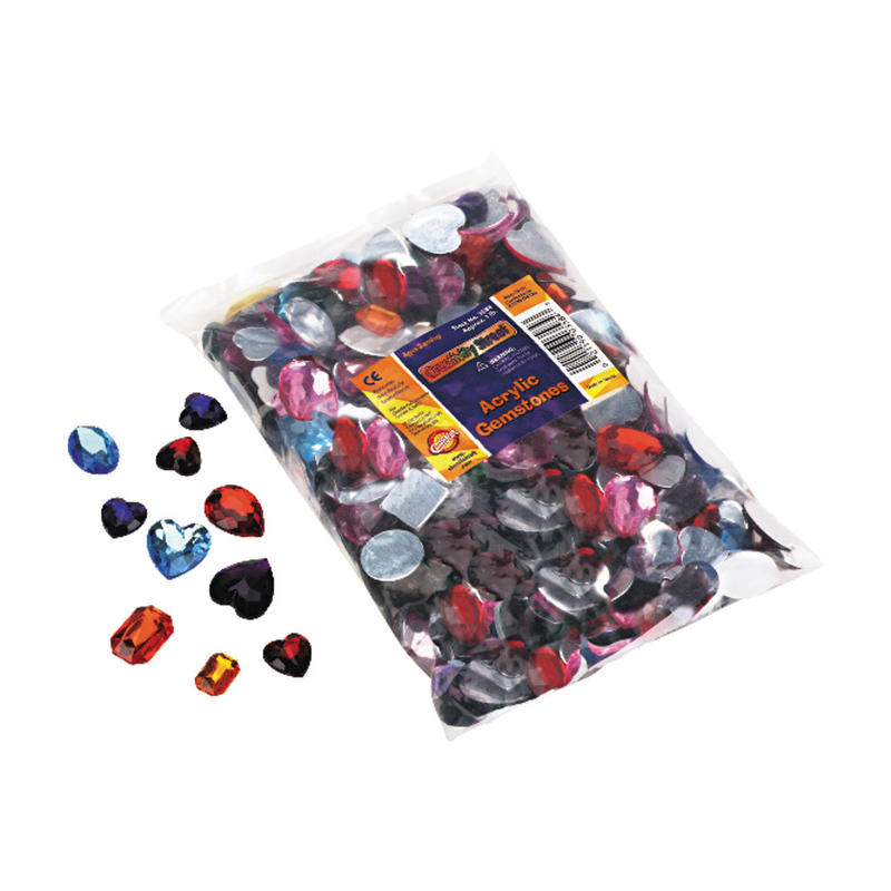 Creativity Street Acrylic Gemstones & Buttons, Assorted Sizes, Assorted Colors, 1 Lb Bag (Min Order Qty 3) MPN:3584