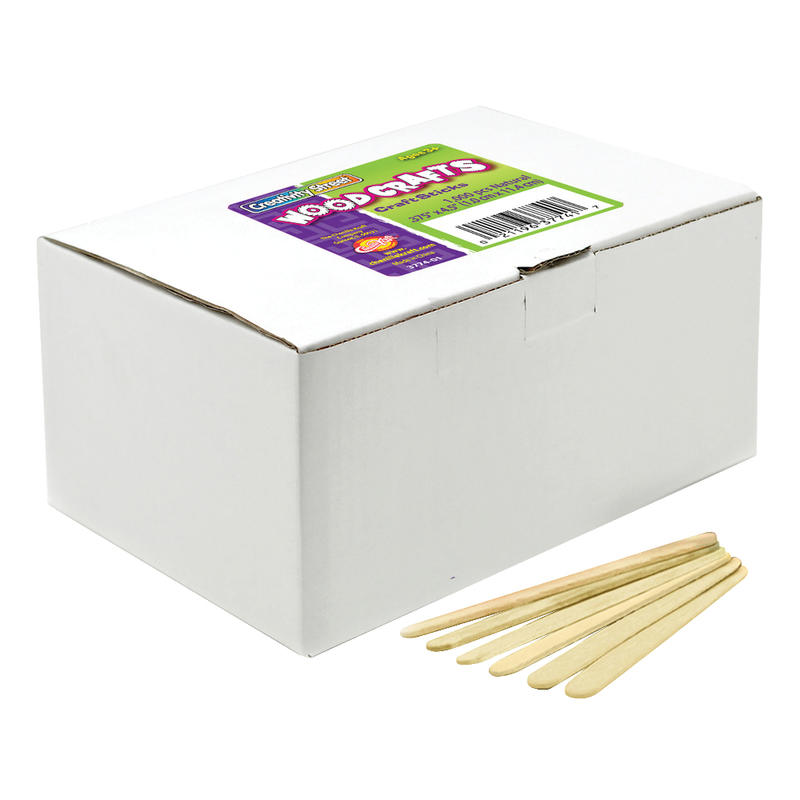 Creativity Street Wood Crafts Economy Craft Sticks, 4-1/2in x 3/8in, Natural, Box of 1,000 (Min Order Qty 5) MPN:377401