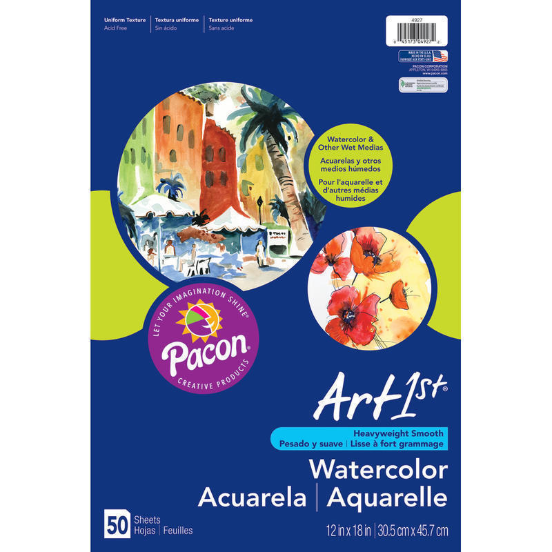 Art1st Watercolor Paper, 12in x 18in, Pack Of 50 Sheets (Min Order Qty 5) MPN:4927
