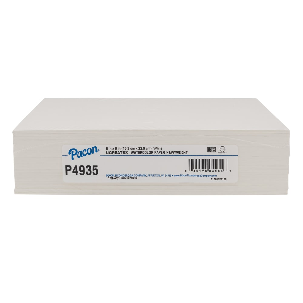 UCreate Watercolor Paper, 90 lb, 6in x 9in, White, Pack Of 200 Sheets MPN:PAC4935