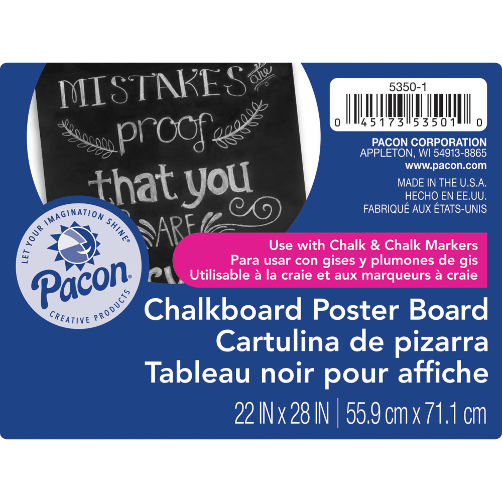 UCreate Premium Chalkboard Poster Board Sheets, 22in x 28in, Black, Pack Of 25 Sheets MPN:PAC53501