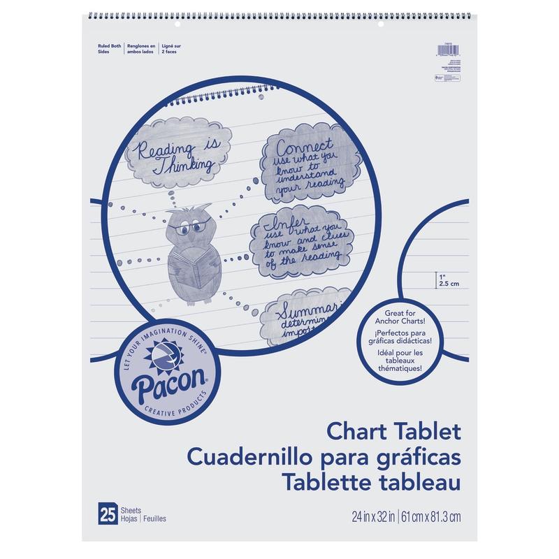 Pacon Chart Tablet, 24in x 32in, 1in Ruled, 25 Sheets MPN:0074610
