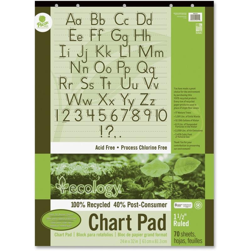 Ecology Chart Pad, 1 1/2in Ruled, 24in x 32in, Pad Of 70 Sheets MPN:945710
