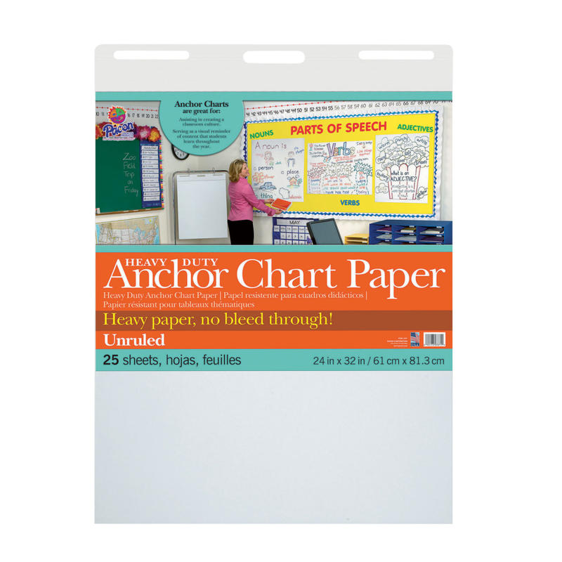 Pacon Heavy-Duty Anchor Chart Paper Pad, 24in x 32in, Unruled, White, 25 Sheets MPN:PAC3371