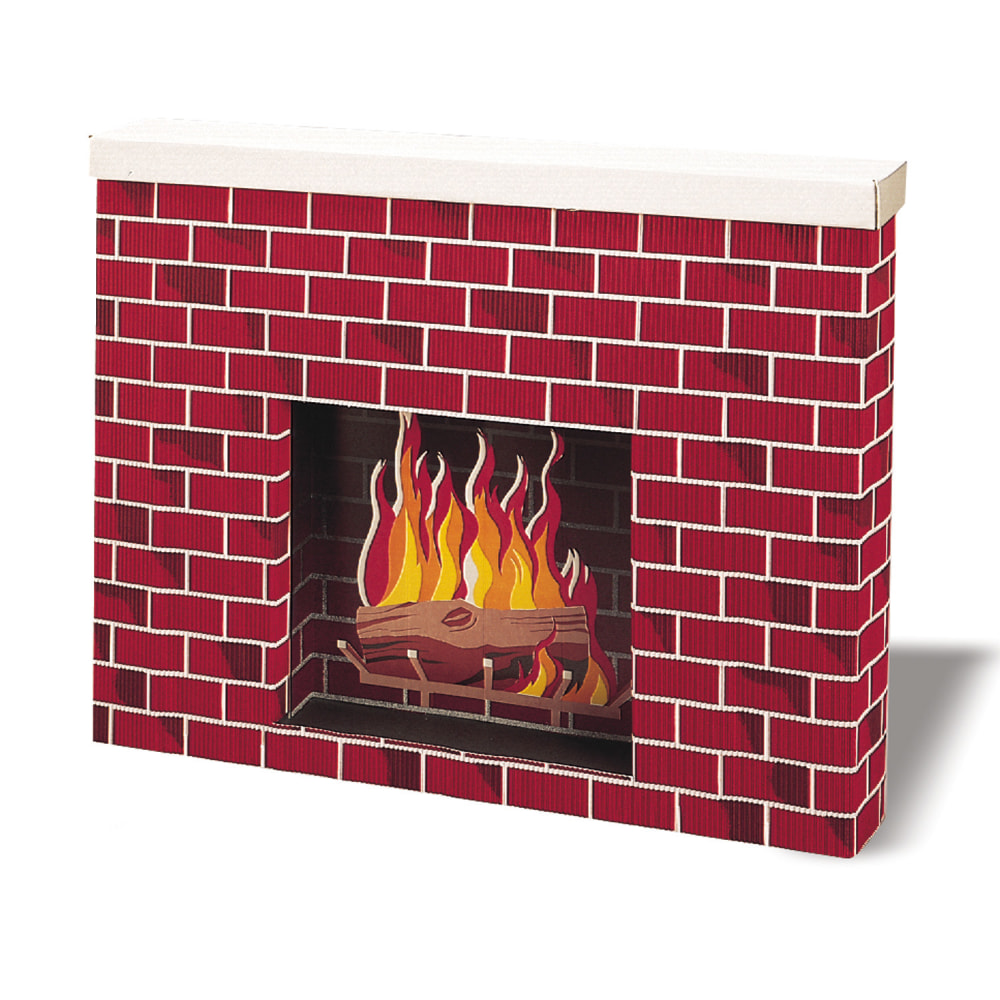 Pacon Corobuff Corrugated Fireplace, 30inH x 38inW x 7inD, Tu-Tone Brick MPN:PAC53080