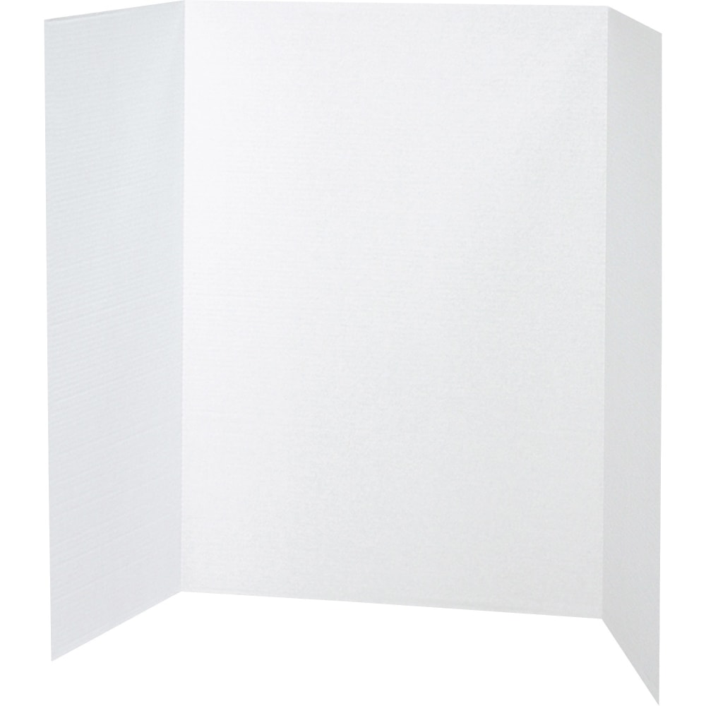 Pacon 80% Recycled Single-Walled Tri-Fold Presentation Boards, 40in x 28in, White, Carton Of 8 MPN:3774