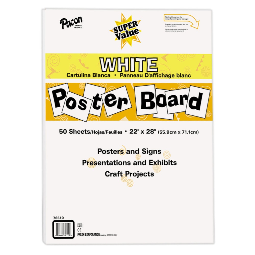 Pacon Super Value Poster Board, White, 22in X 28in, 50 Sheets MPN:PAC76510