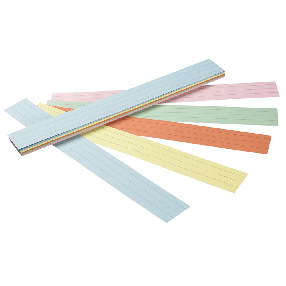 Pacon Kaleidoscope Tag Sentence Strips, 3in x 24in, 1 1/2in Ruled, Assorted Soft Colors, Pack Of 100 (Min Order Qty 11) MPN:5165