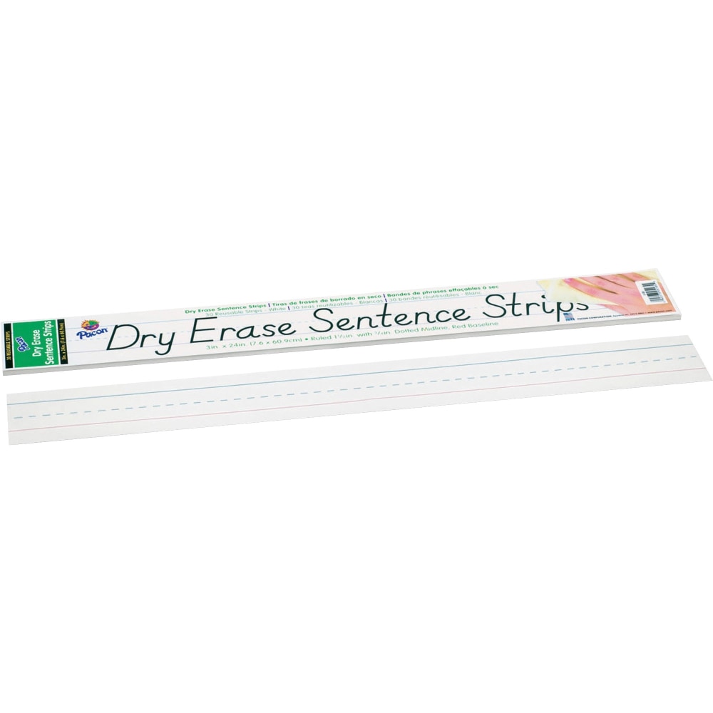Pacon Dry-Erase Sentence Strips, White, Pack Of 30 (Min Order Qty 6) MPN:5185