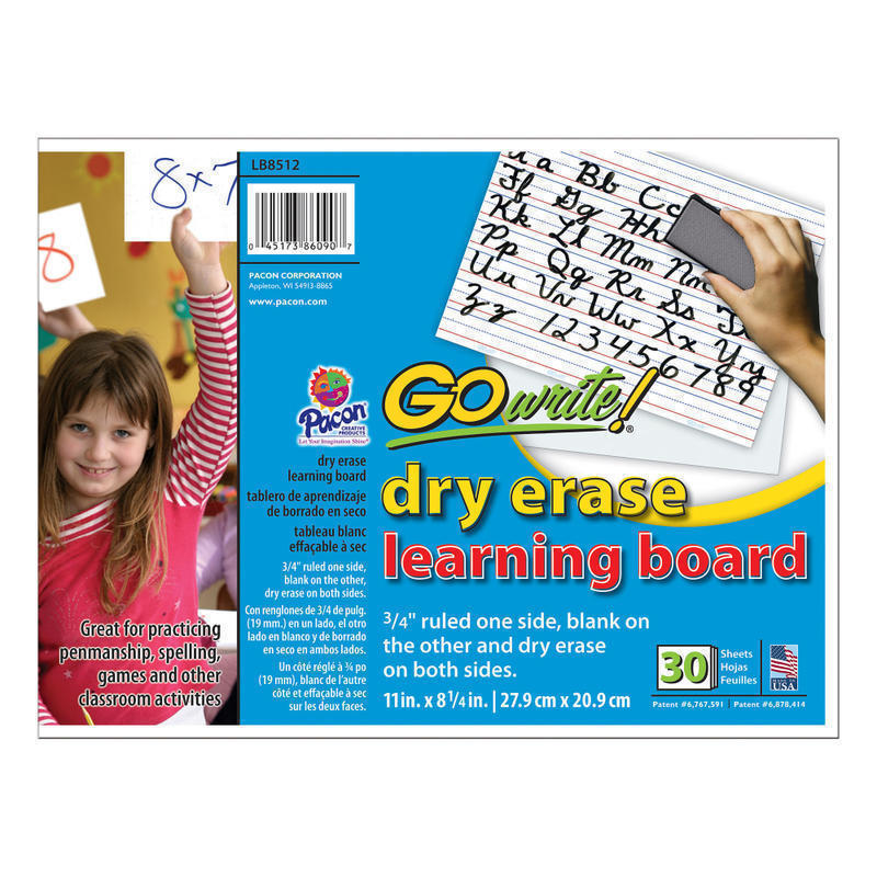 GoWrite! Dry-Erase Double-Sided Learning Boards, 11in x 8 1/4in, White, Pack Of 30 MPN:LB8512