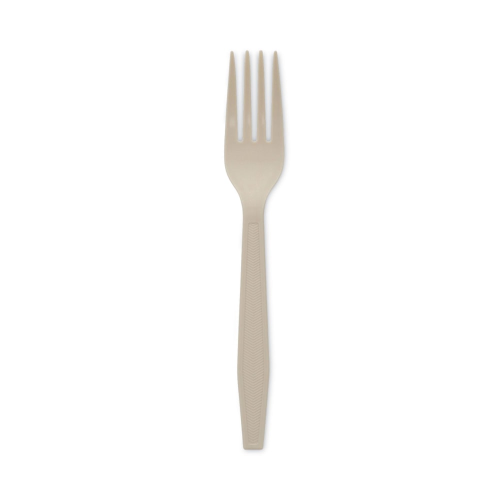 Pactiv Evergreen EarthChoice PSM Heavyweight Cutlery, Fork, 6-15/16in, Tan, Carton Of 1, 000 Pieces MPN:YPSMFTEC