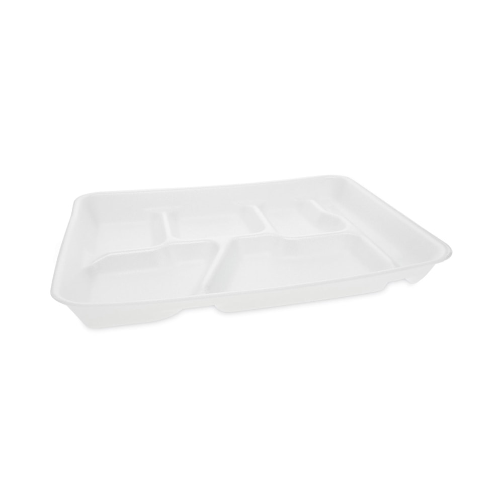 Pactiv Evergreen Foam School Trays, 6-Compartment, 11-1/2inH x 8-1/2inW x 1-1/4inD, White, Carton Of 500 Trays MPN:0TH10601SGBX