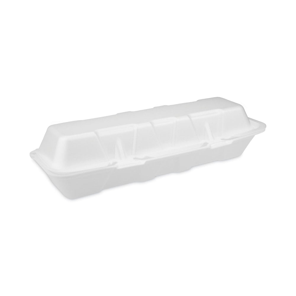 Pactiv Evergreen Foam Hinged-Lid Containers, Dual-Tab Lock, Hoagie, 4inH x 13inW x 4inD, White, Carton Of 250 Containers MPN:0TH1X267000Y