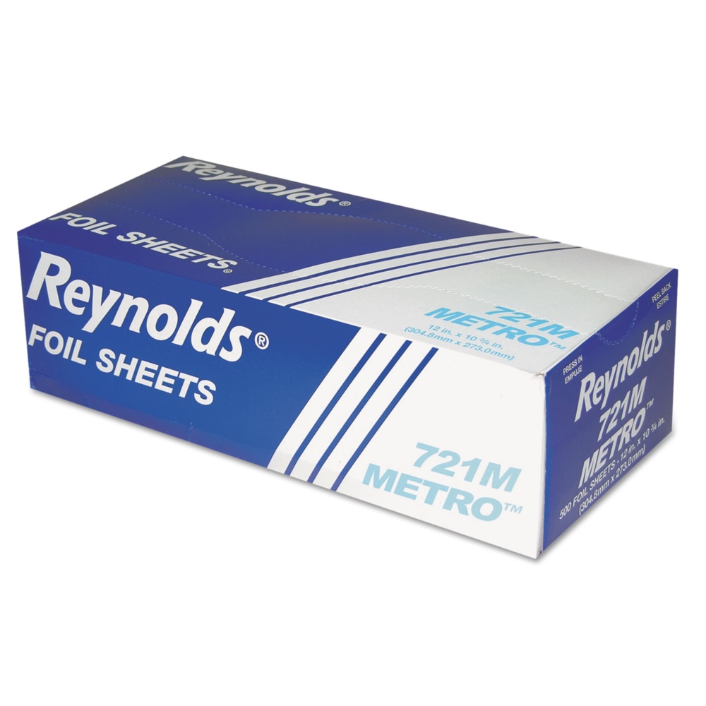 Reynolds Wrap Metro Pop-Up Aluminum Foil Sheets, 12in x 10-3/4in, Silver, 500 Sheets Per Box, Carton Of 6 Boxes MPN:721M