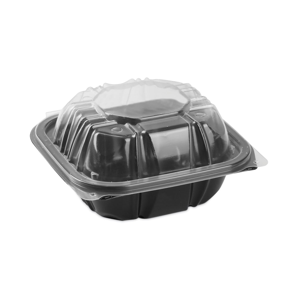 Pactiv Evergreen EarthChoice Vented Dual-Color Microwavable Hinged-Lid Containers, 1-Compartment, Black/Clear, Pack Of 321 - DC6610B000 MPN:DC6610B000