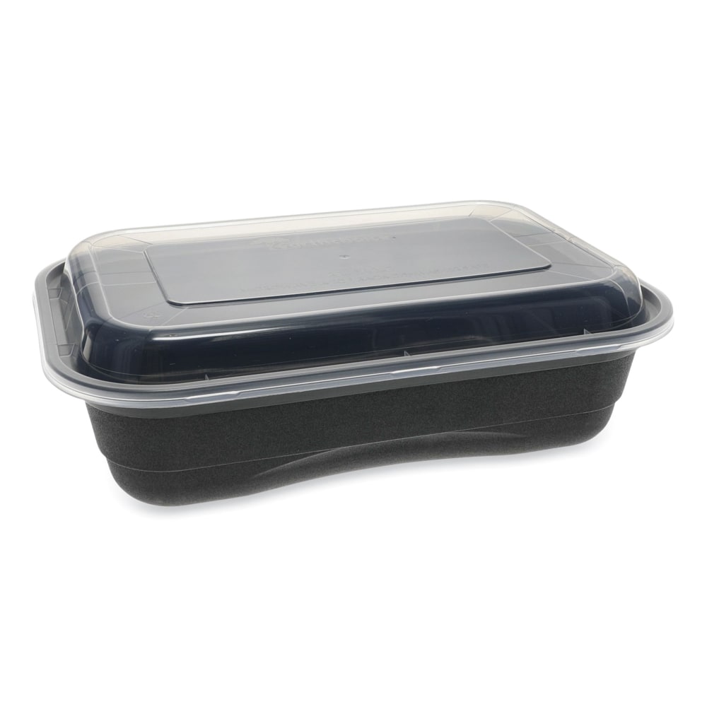Pactiv Evergreen EarthChoice Versa2Go Microwaveable Containers, 36 Oz, Black/Clear, Carton Of 150 Containers MPN:NV2GRT3688B