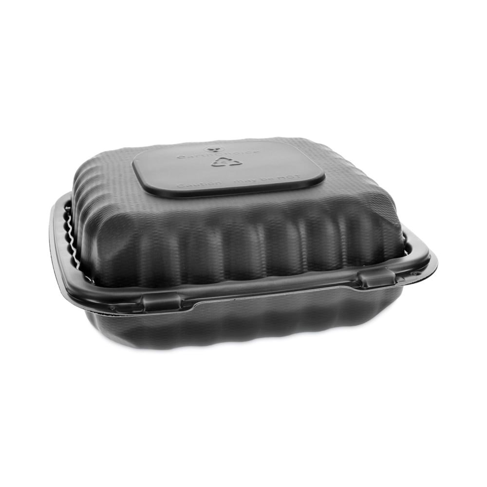 Pactiv Evergreen EarthChoice SmartLock Microwavable MFPP Hinged Lid Containers, 3-1/8inH x 8-5/16inW x 8-3/8inD, Black, Carton Of 200 Containers MPN:YCNB08010000