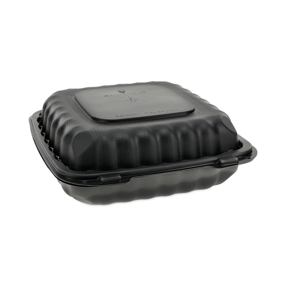 Pactiv Evergreen EarthChoice SmartLock Microwavable MFPP Hinged Lid Containers, 3-Compartment, Black, Carton Of 120 - YCNB09030000 MPN:YCNB09030000