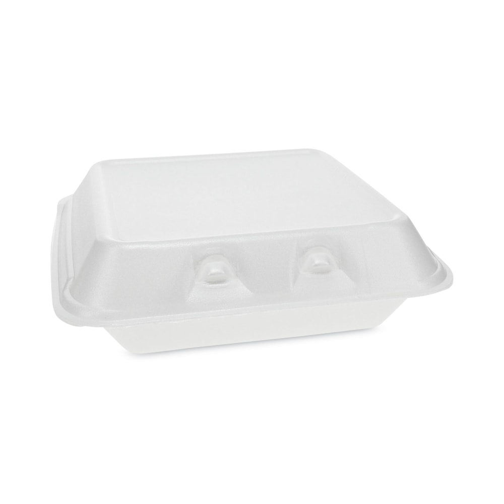 Pactiv Evergreen SmartLock Foam Hinged Lid Containers, Small, 2-11/16inH x 7-1/2inW x 8inD, White, Carton Of 150 Containers MPN:YHLW07010000