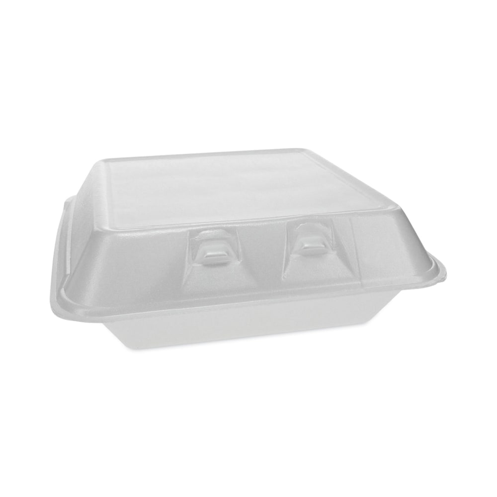 Pactiv Evergreen SmartLock Foam Hinged Lid Containers, Large, 3-1/4inH x 9inW x 9-3/16inD, White, Carton Of 150 Containers MPN:YHLW09010000