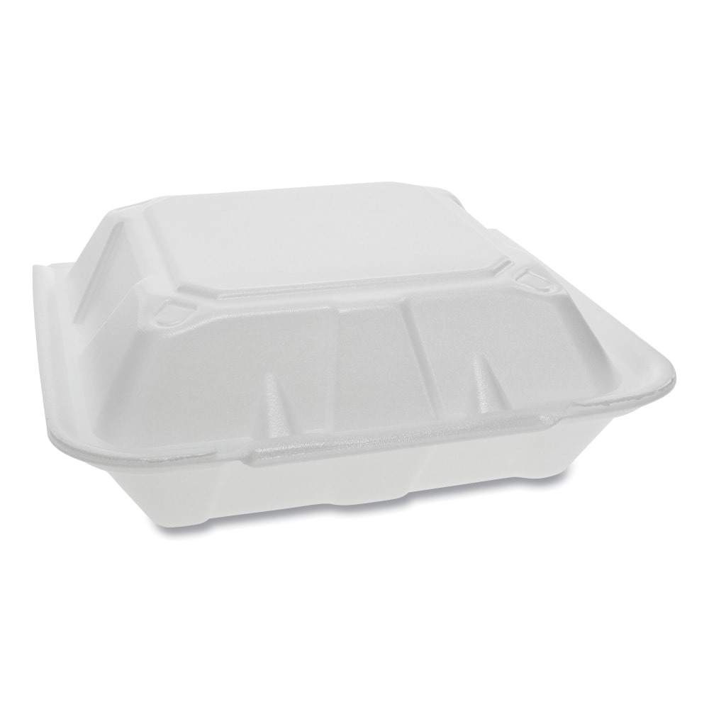 Pactiv Evergreen Foam Hinged Lid Containers, 9-3/16in x 9in x 3-1/4in, White, Carton Of 150 Containers MPN:YTD199010000