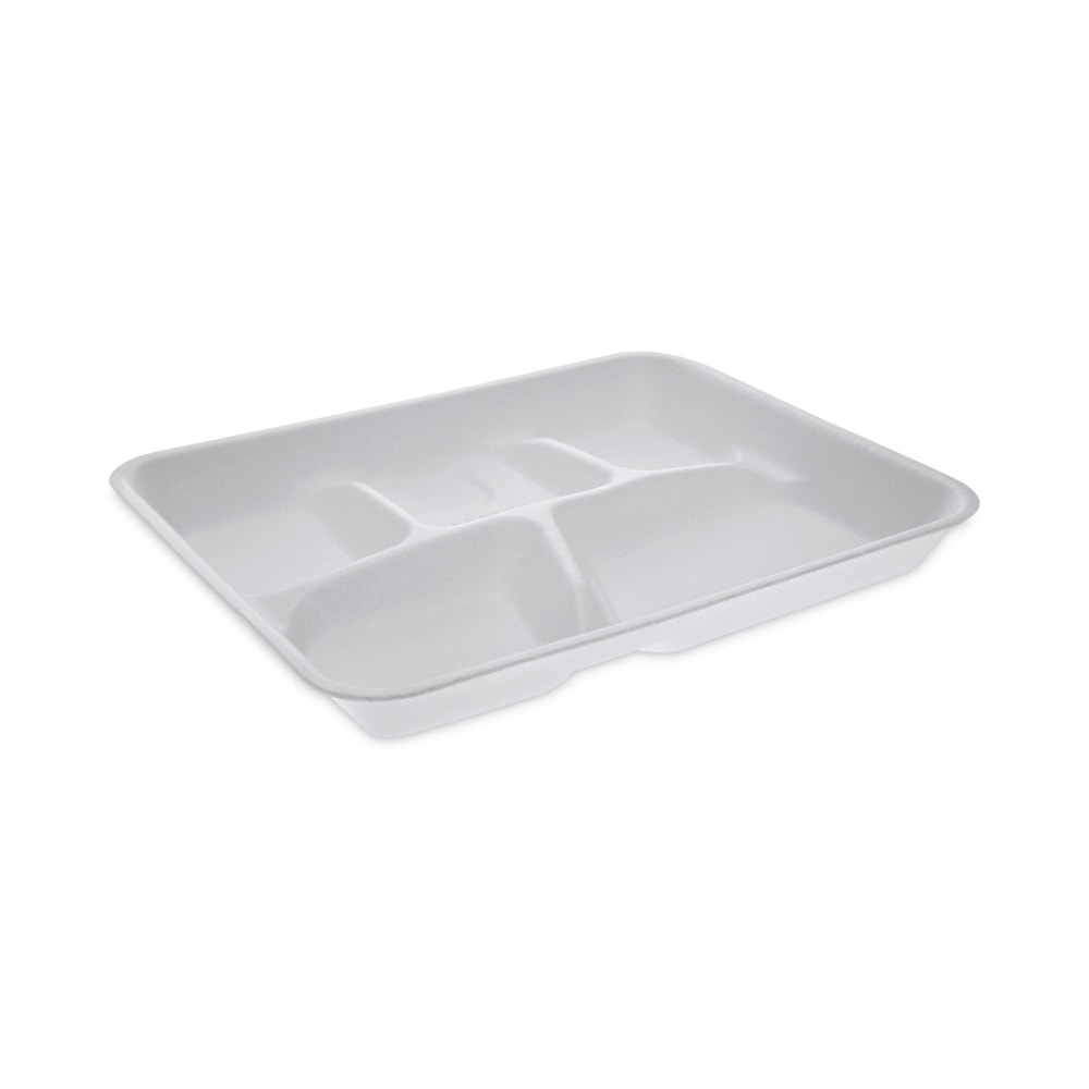 Pactiv Evergreen Foam School Trays, 5-Compartment, 10-1/2inH x 8-1/4inW x 1inD, White, Carton Of 500 Trays MPN:YTH10500SGBX