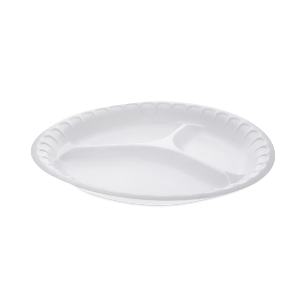 Pactiv Evergreen Placesetter Satin Non-Laminated Foam Dinnerware, 3-Compartment Plate, 10.25in dia, White, 540/Carton MPN:0TH10044000Y