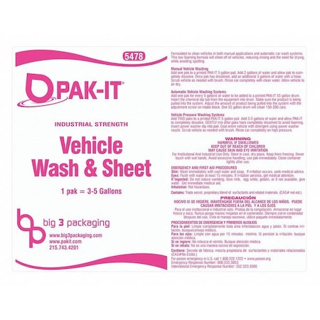 Bucket Label, Wash Sheet MPN:PAK5478L-1