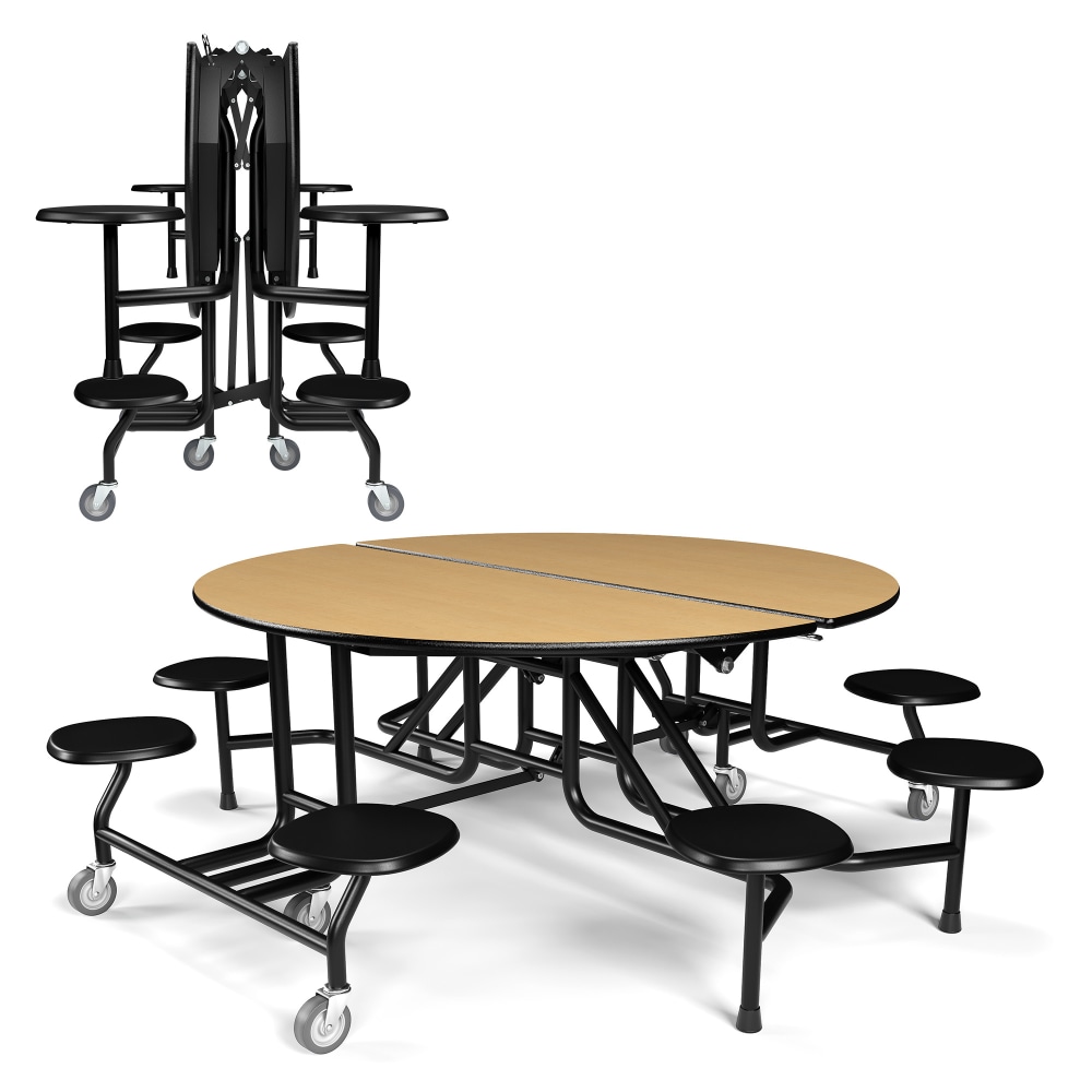 Palmer Hamilton 59T Round Mobile Cafeteria Table, 29in x 83in, Fusion Maple MPN:59T122960RD-S8FB