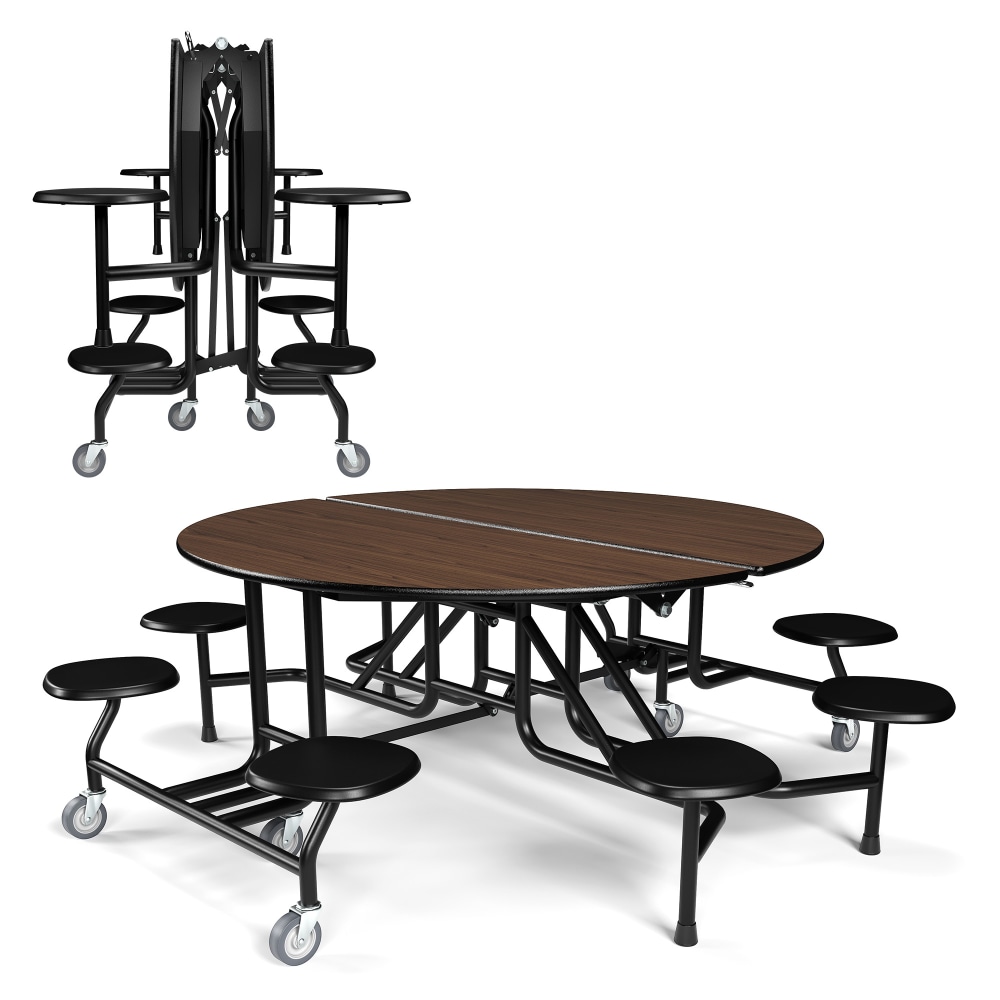 Palmer Hamilton 59T Round Mobile Cafeteria Table, 29in x 83in, Montana Walnut MPN:59T122960RD-S8MWTB