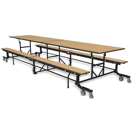 Rectangle Cafeteria Bench Table, 145 in W, 27 in H, Fusion Maple MPN:19F18273012FB