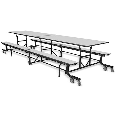 Rectangle Cafeteria Bench Table, 145 in W, 27 in H, Gray Glace MPN:19F18273012GB