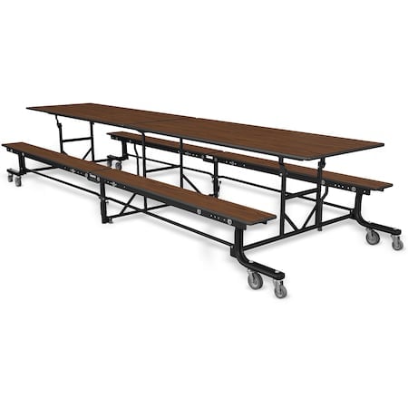 Rectangle Cafeteria Bench Table, 145 in W, 27 in H, Montana Walnut MPN:19F18273012MWTB