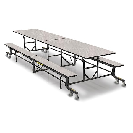 Rectangle Cafeteria Bench Table, 145 in W, 27 in H, White Nebula MPN:19F18273012WNB