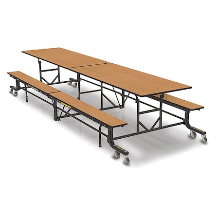 Rectangle Cafeteria Bench Table, 145 in W, 29 in H, Golden Oak MPN:19F18293012OB