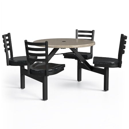 Picnic Table, Fiberglass, Black, Gray MPN:PH-4S36RD-CAPBOSB