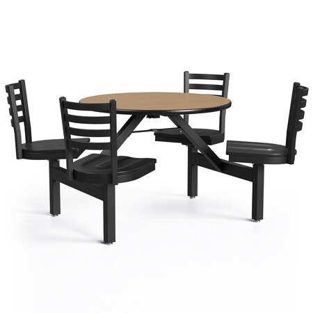 Cafeteria Stool Table, 64 in Dia, Maple MPN:PH-4S36RD-FBB