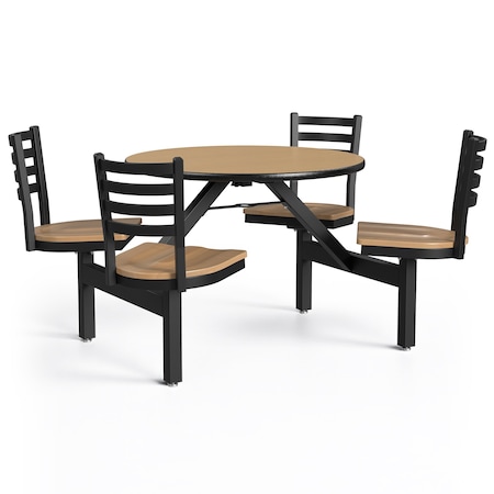 Cafeteria Stool Table, 64 in Dia, Maple MPN:PH-4S36RD-FBN