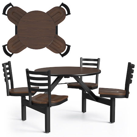 Cafeteria Stool Table, 64 in Dia, Walnut MPN:PH-4S36RD-MWTBW