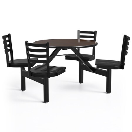 Cafeteria Stool Table, 64 in Dia, Walnut MPN:PH-4S36RD-MWTFBB